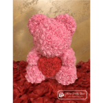 Miś z Róż z Czerwonym Sercem – Różowy 40 cm